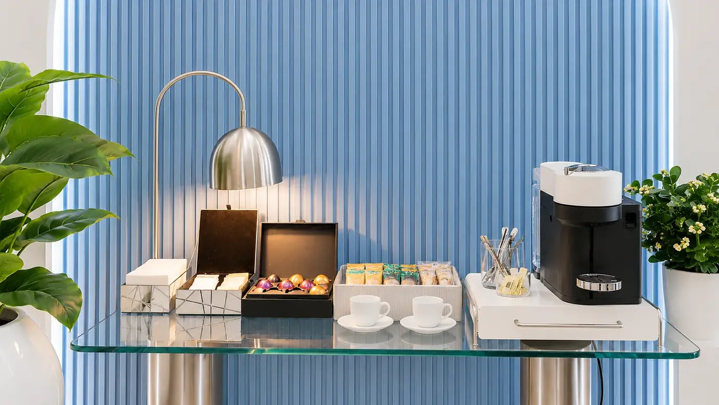 Complimentary coffee and snack bar