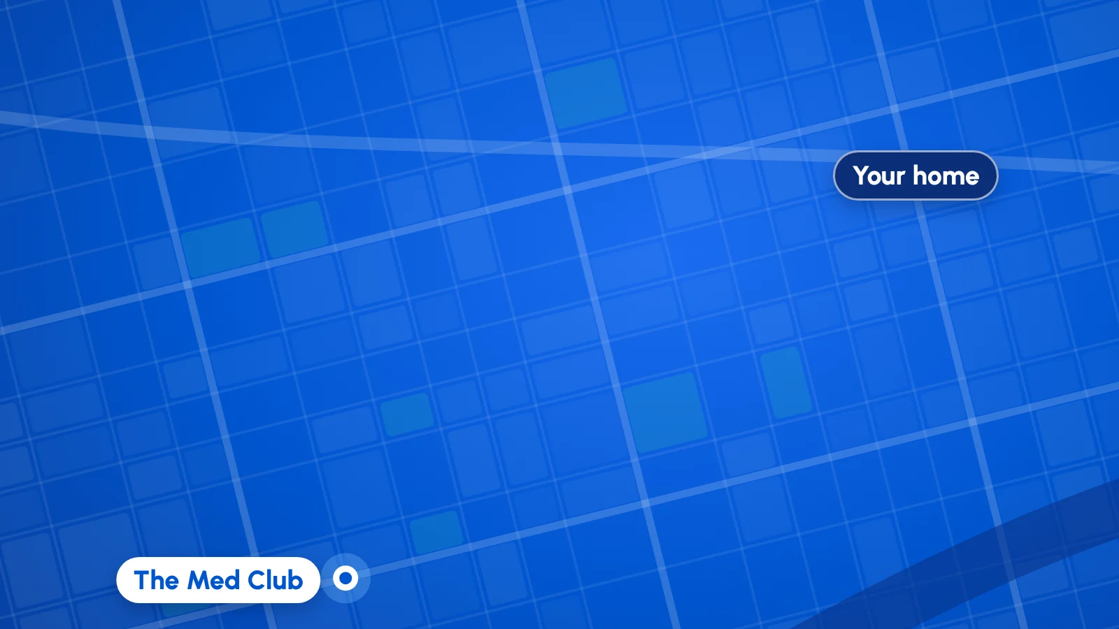 Map with a PinMed route from The Med Club to your home